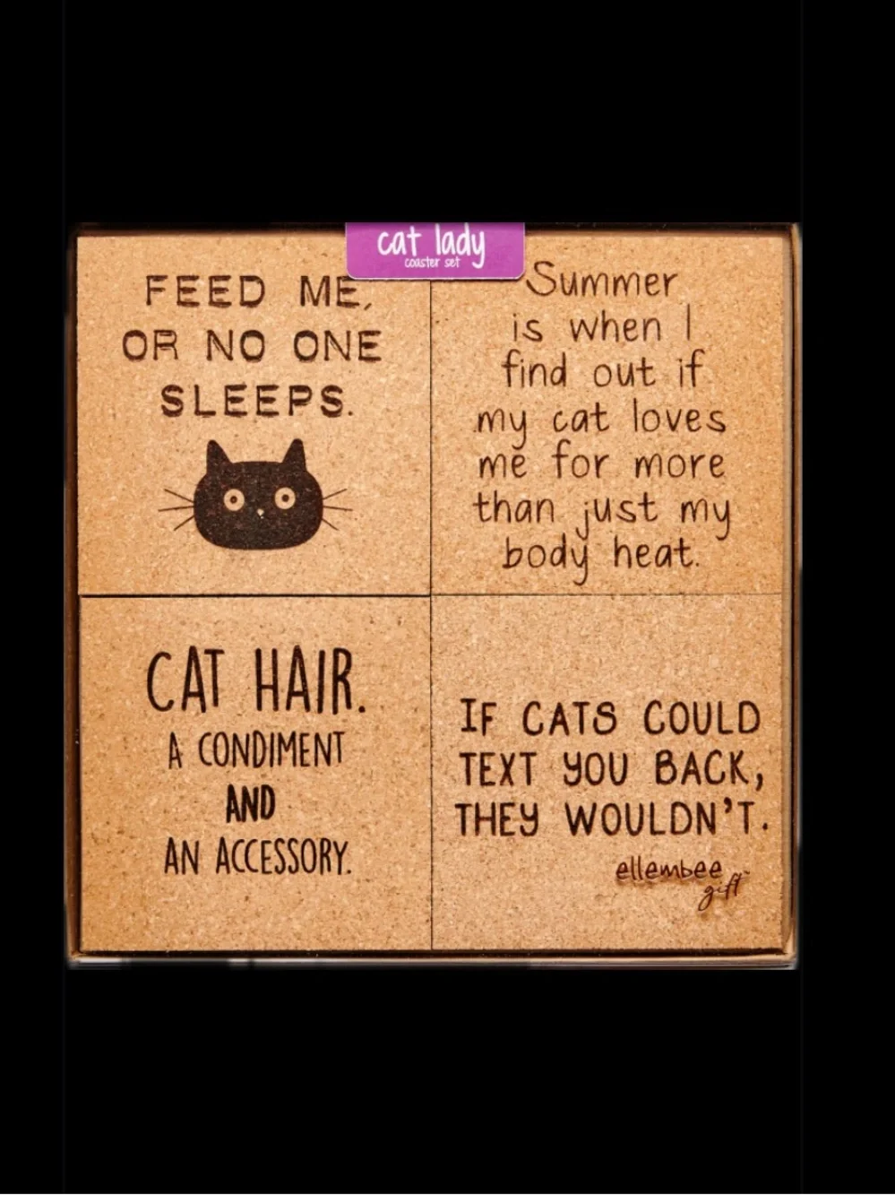 Cat Lady Cork Coaster Set of 4 | BRAND NEW
